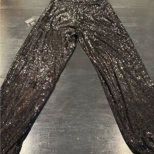 Black Sequin Jogger Pants - Express